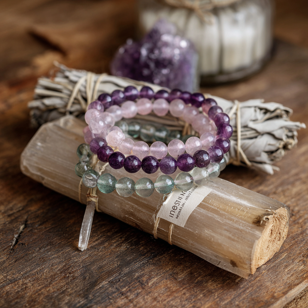 Emotional Reset Bundle | Fluorite, Amethyst, Rose Quartz & Selenite | Healing, Clarity & Inner Peace
