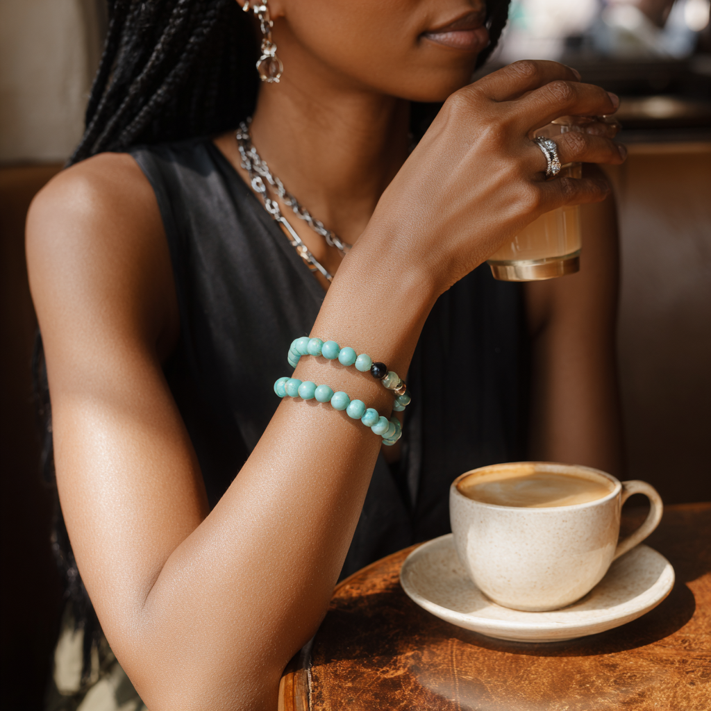 Turquoise Crystal Bracelet | Throat Chakra Healing, Protection & Spiritual Clarity