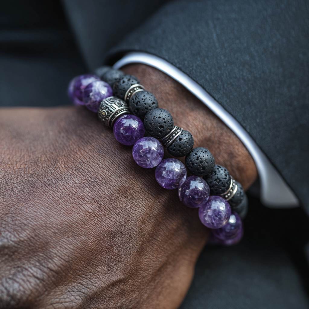 "The Divine Shift" Amethyst & Lava Stone Bracelet