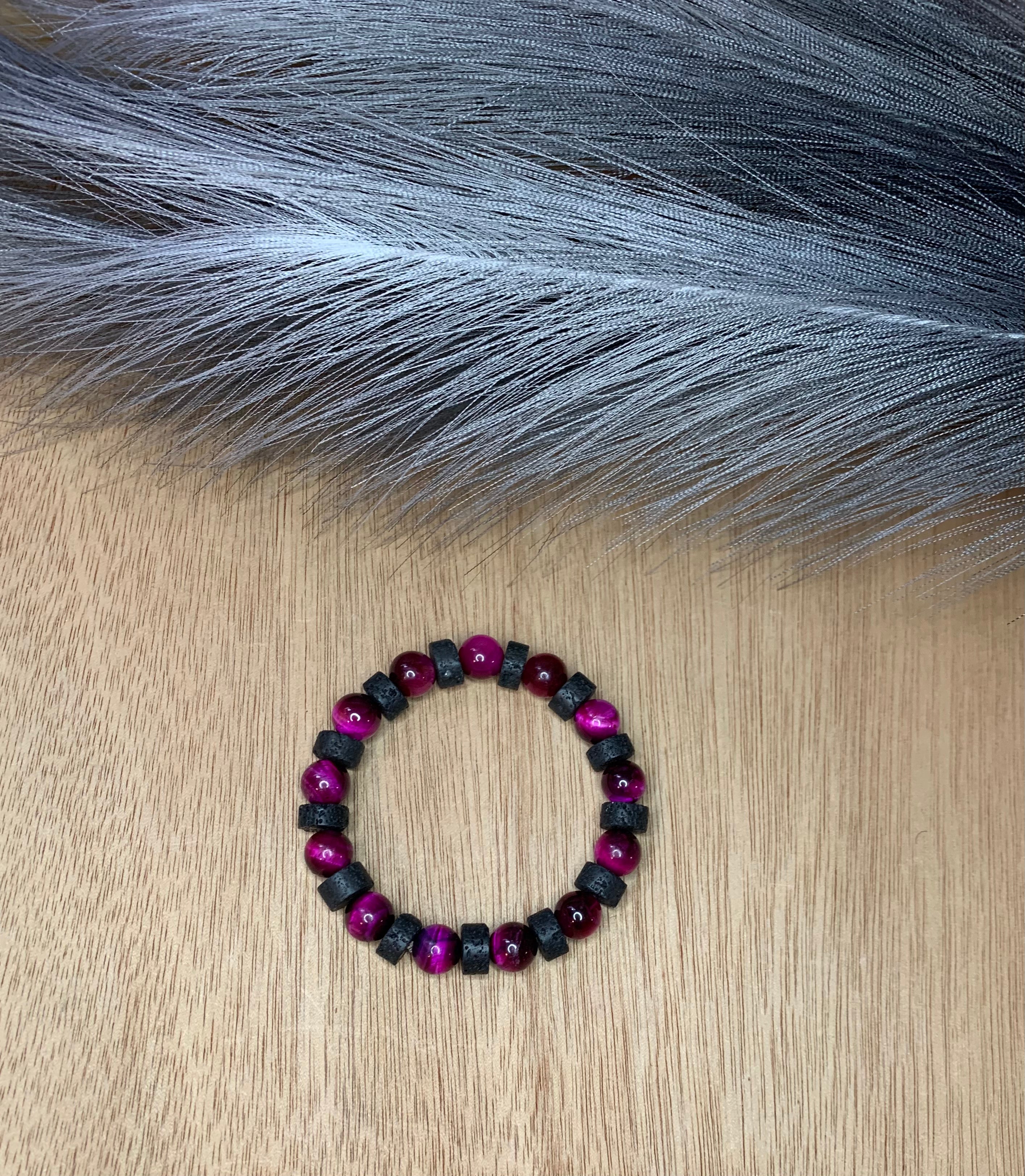 Pink Tigers Eye & Lavastone