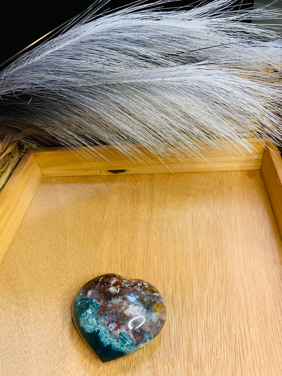 Moss Agate crystal heart