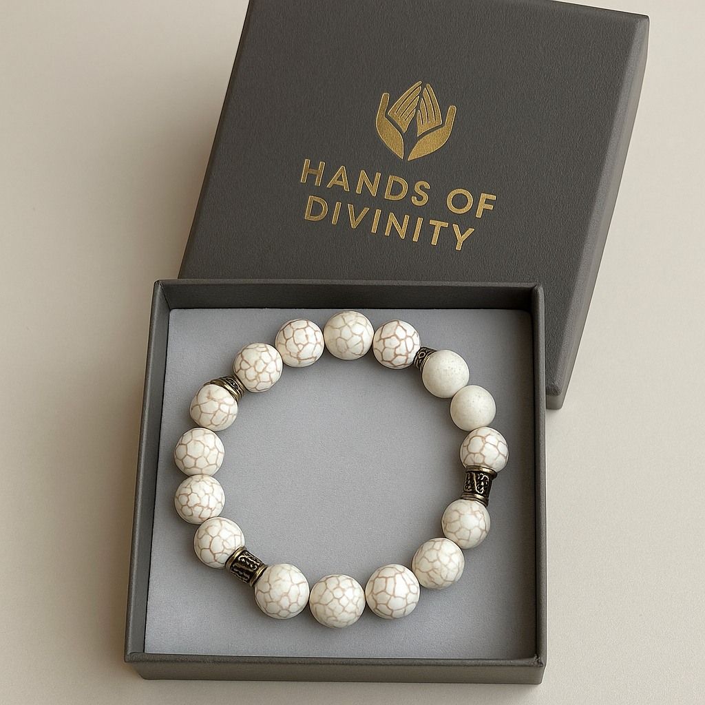 White Turquoise Crystal Beads w Antique Gold Spacers