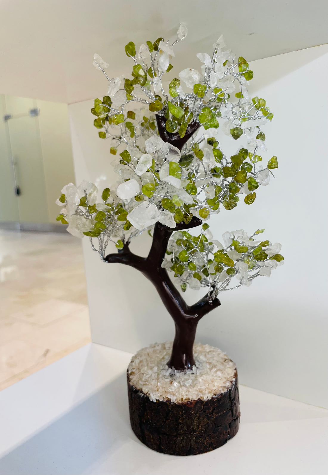 Peridot &amp; Clear Quartz Crystal Tree