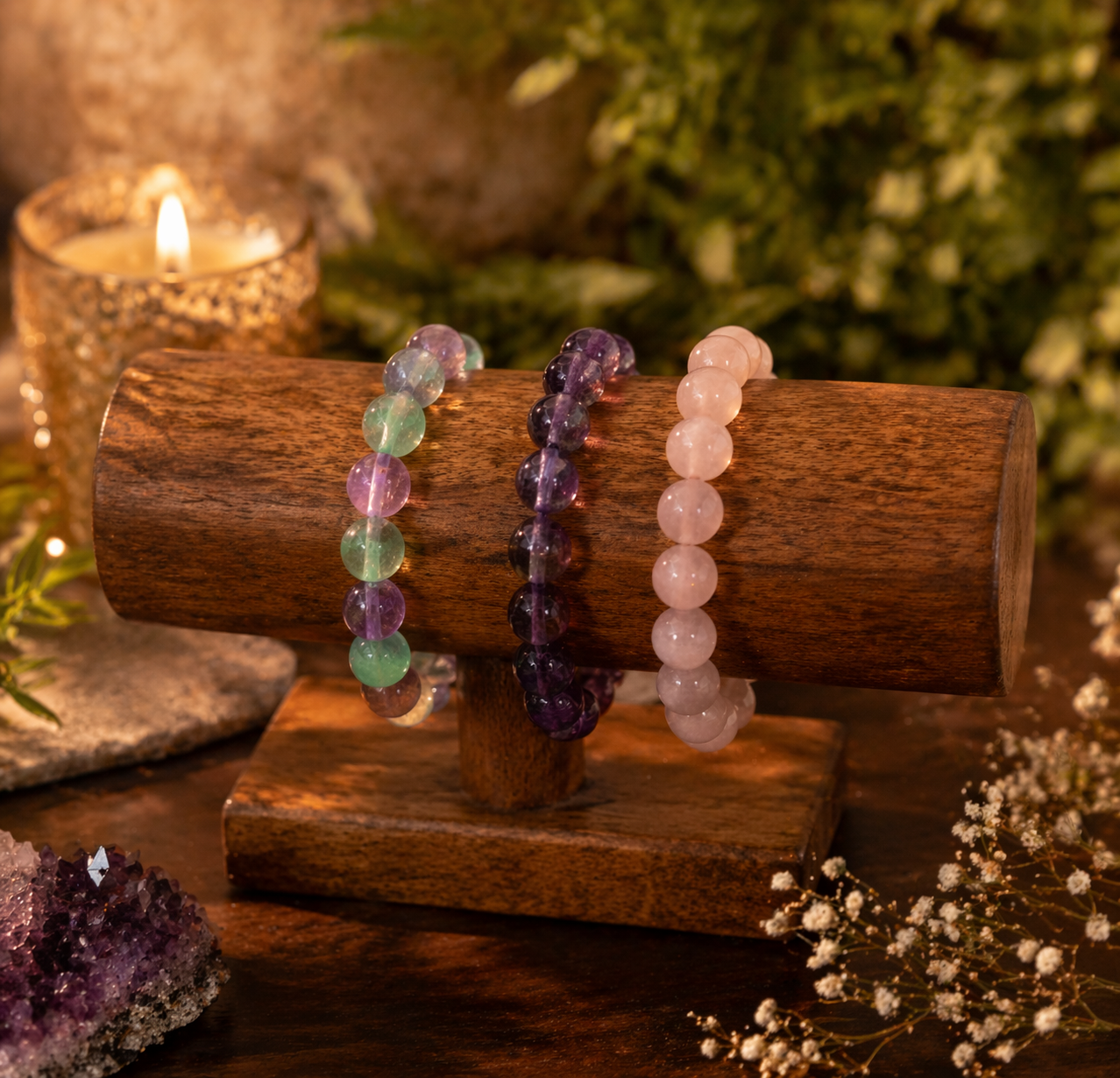 Emotional Reset Bundle | Fluorite, Amethyst, Rose Quartz &amp; Selenite | Healing, Clarity &amp; Inner Peace
