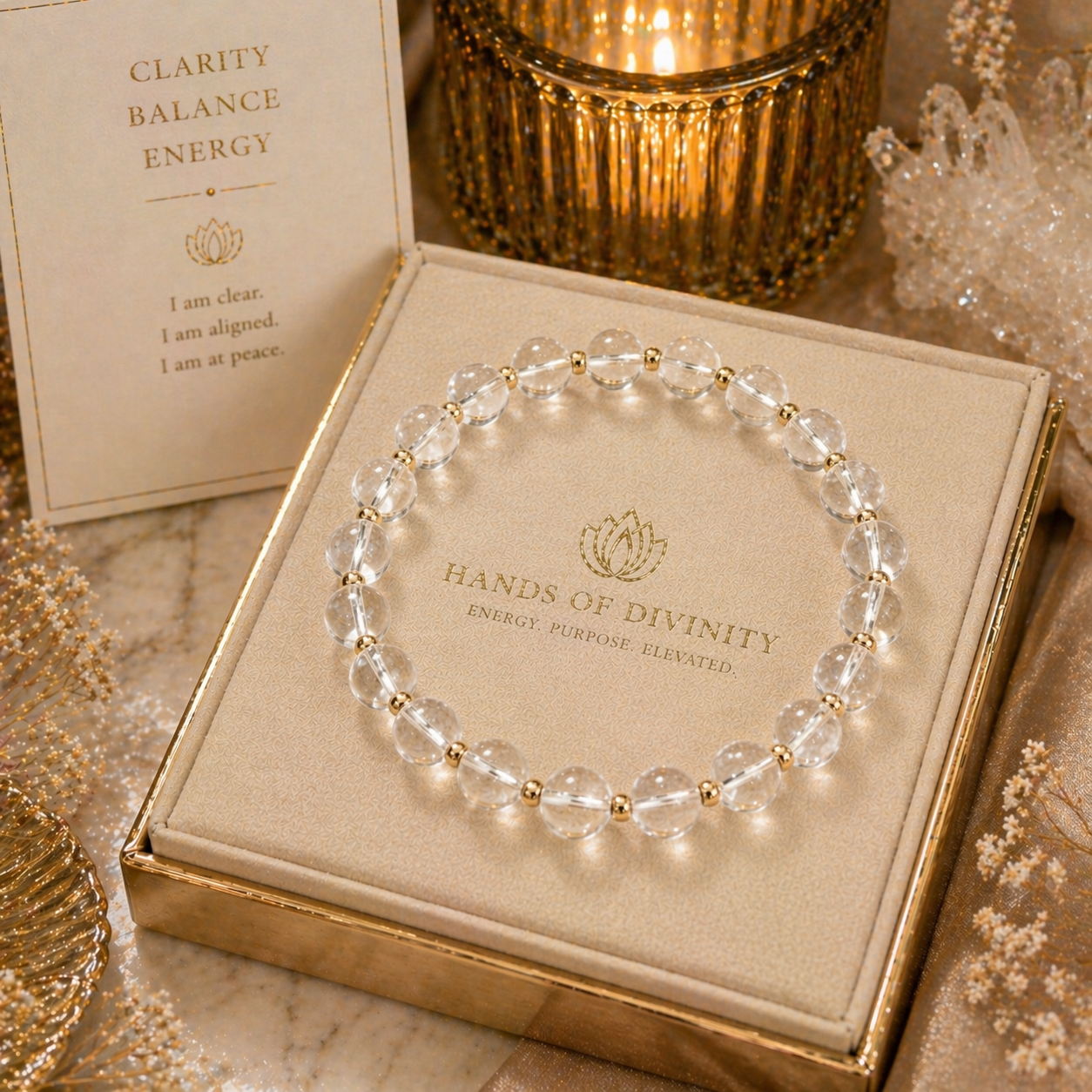 Divine Clarity | Clear Quartz Bracelet | Clarity, Amplification &amp; Sacred Feminine Light
