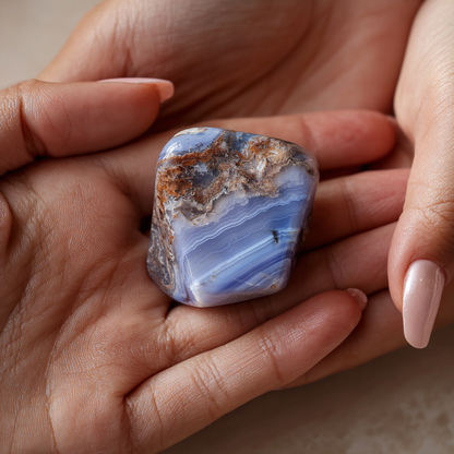 Blue Lace Agate Crystal | Calm, Communication &amp; Gentle Healing