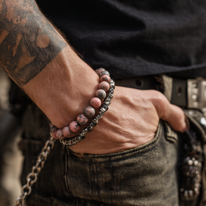 The Dark Matter | Rhodonite Bracelet | Emotional Power &amp; Masculine Strength