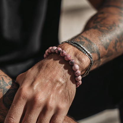 The Dark Matter | Rhodonite Bracelet | Emotional Power &amp; Masculine Strength