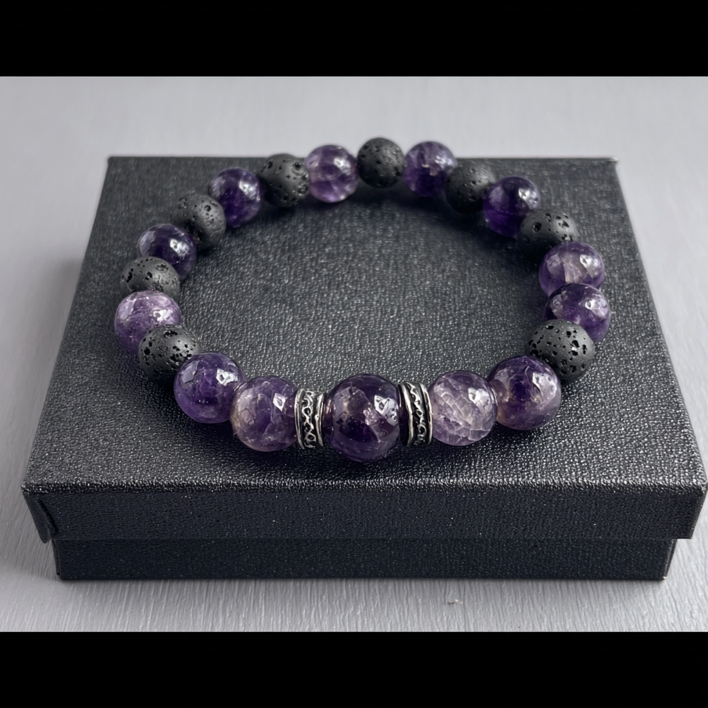 "The Divine Shift" Amethyst &amp; Lava Stone Bracelet