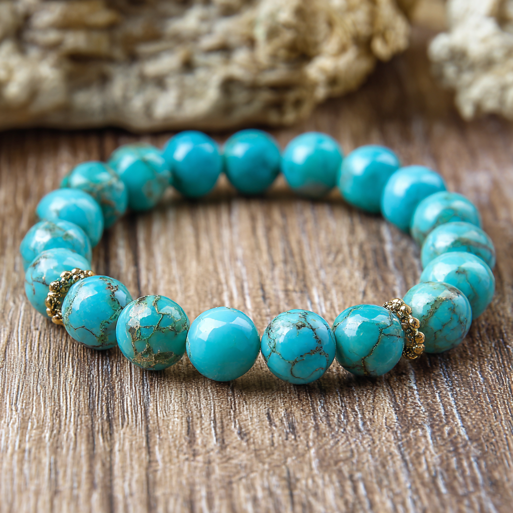 Turquoise Crystal Bracelet | Throat Chakra Healing, Protection &amp; Spiritual Clarity