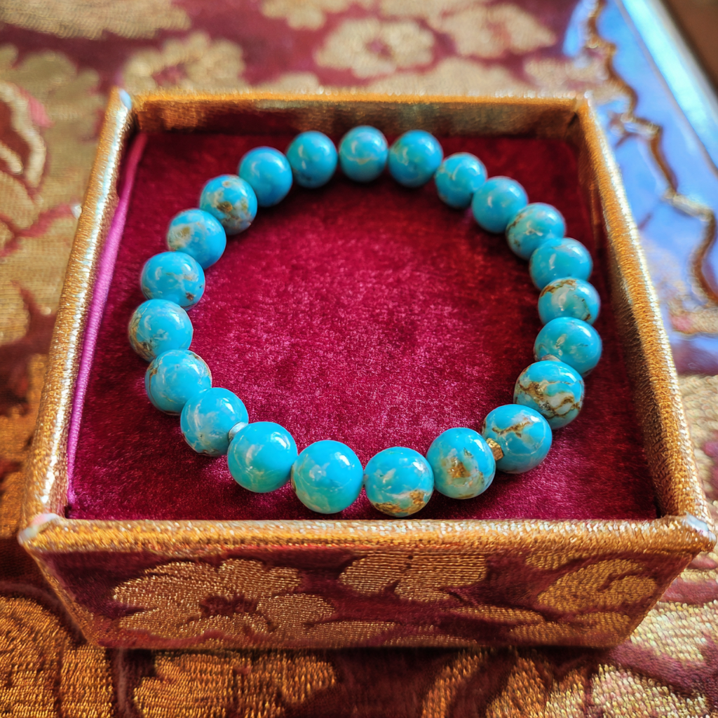 Turquoise Crystal Bracelet | Throat Chakra Healing, Protection &amp; Spiritual Clarity