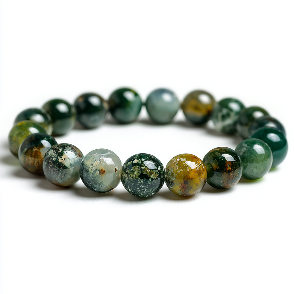 Moss Agate Bracelet | Stone of Growth | Heart Chakra Healing, Abundance &amp; New Beginnings