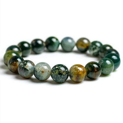 Moss Agate Bracelet | Stone of Growth | Heart Chakra Healing, Abundance &amp; New Beginnings
