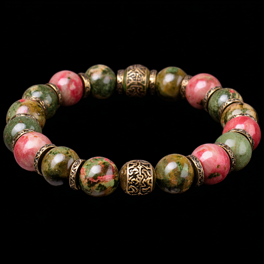 Unakite Bracelet | Balance, Third Eye Vision &amp; Heart Healing