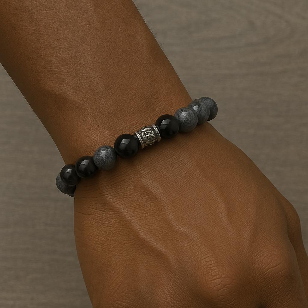 Grounded Warrior Bracelet – Hematite, Onyx, Agate &amp; Lava Stone