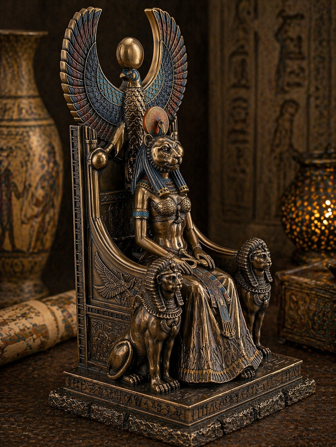 Sekhmet Goddess Statue | Egyptian Goddess of Healing &amp; Power | Antique Bronze | 11"