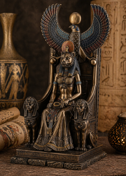 Sekhmet Goddess Statue | Egyptian Goddess of Healing &amp; Power | Antique Bronze | 11"