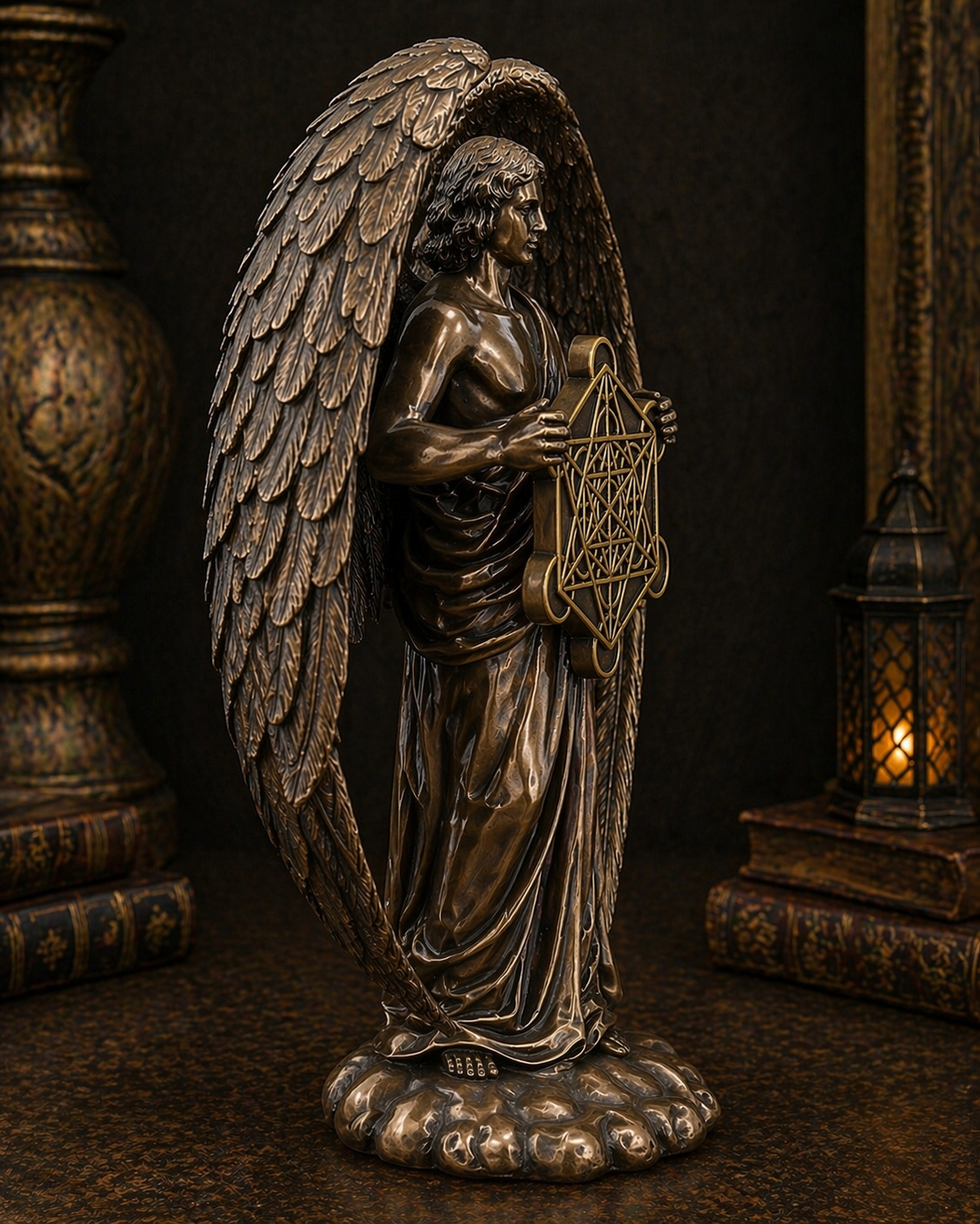 Archangel Metatron Statue | Divine Scribe, Sacred Geometry &amp; Celestial Protection | Bronze | 25cm