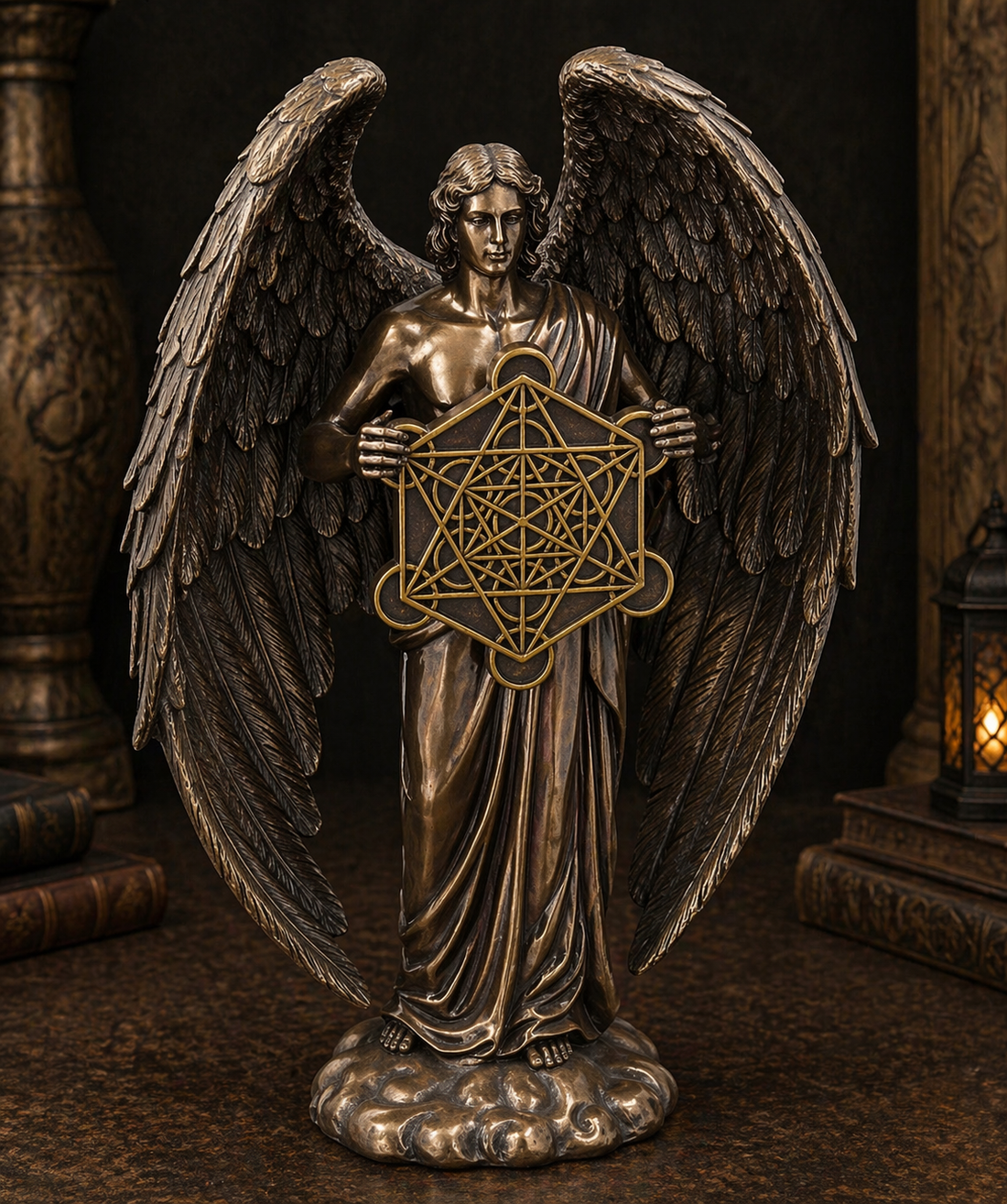Archangel Metatron Statue | Divine Scribe, Sacred Geometry &amp; Celestial Protection | Bronze | 25cm