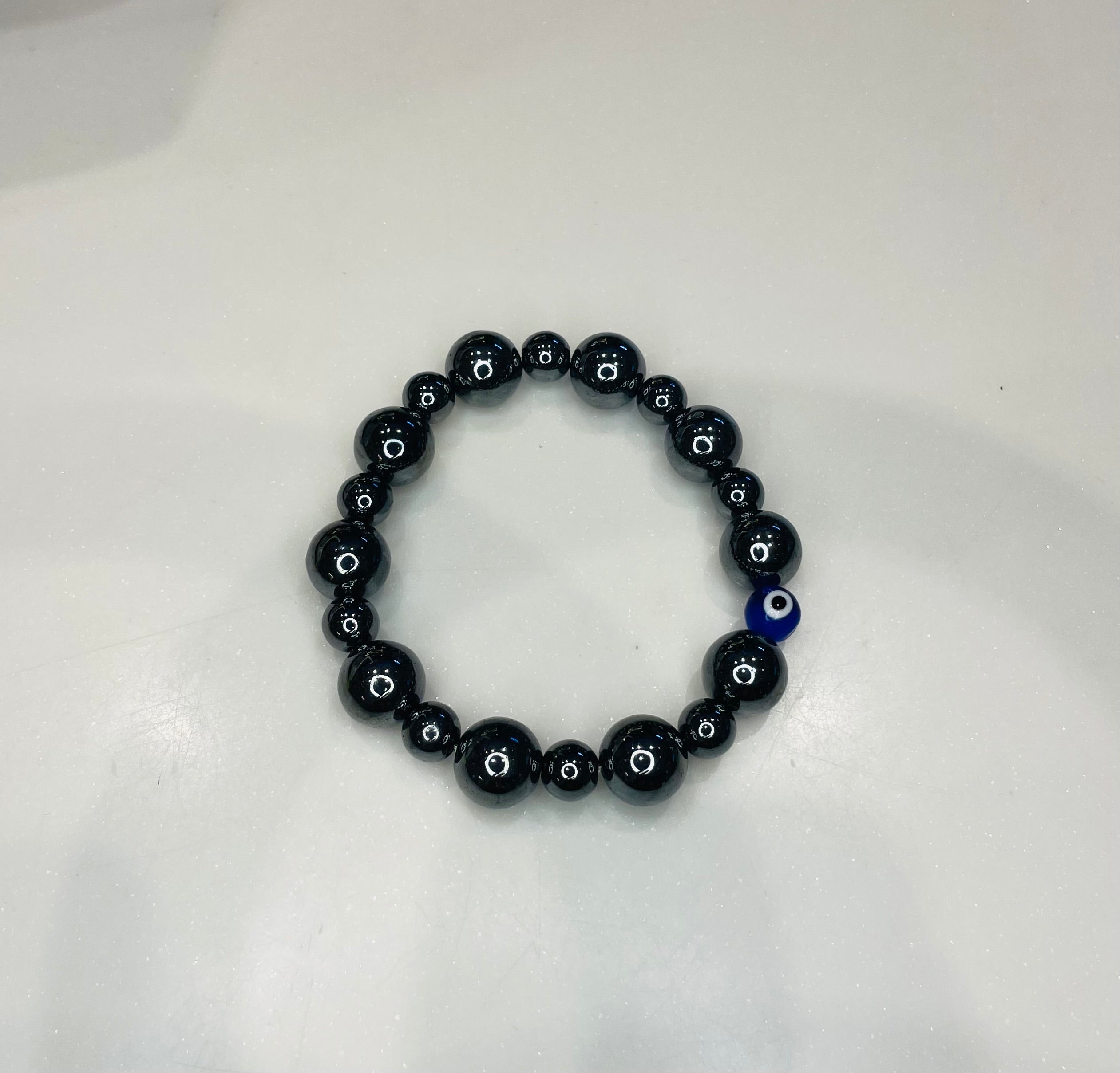 Classic Hematite w Evil Eye Protection