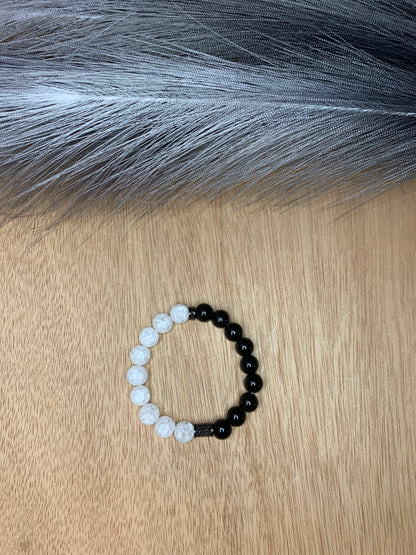 Yin Yang Onyx and Crackle Quartz 10mm