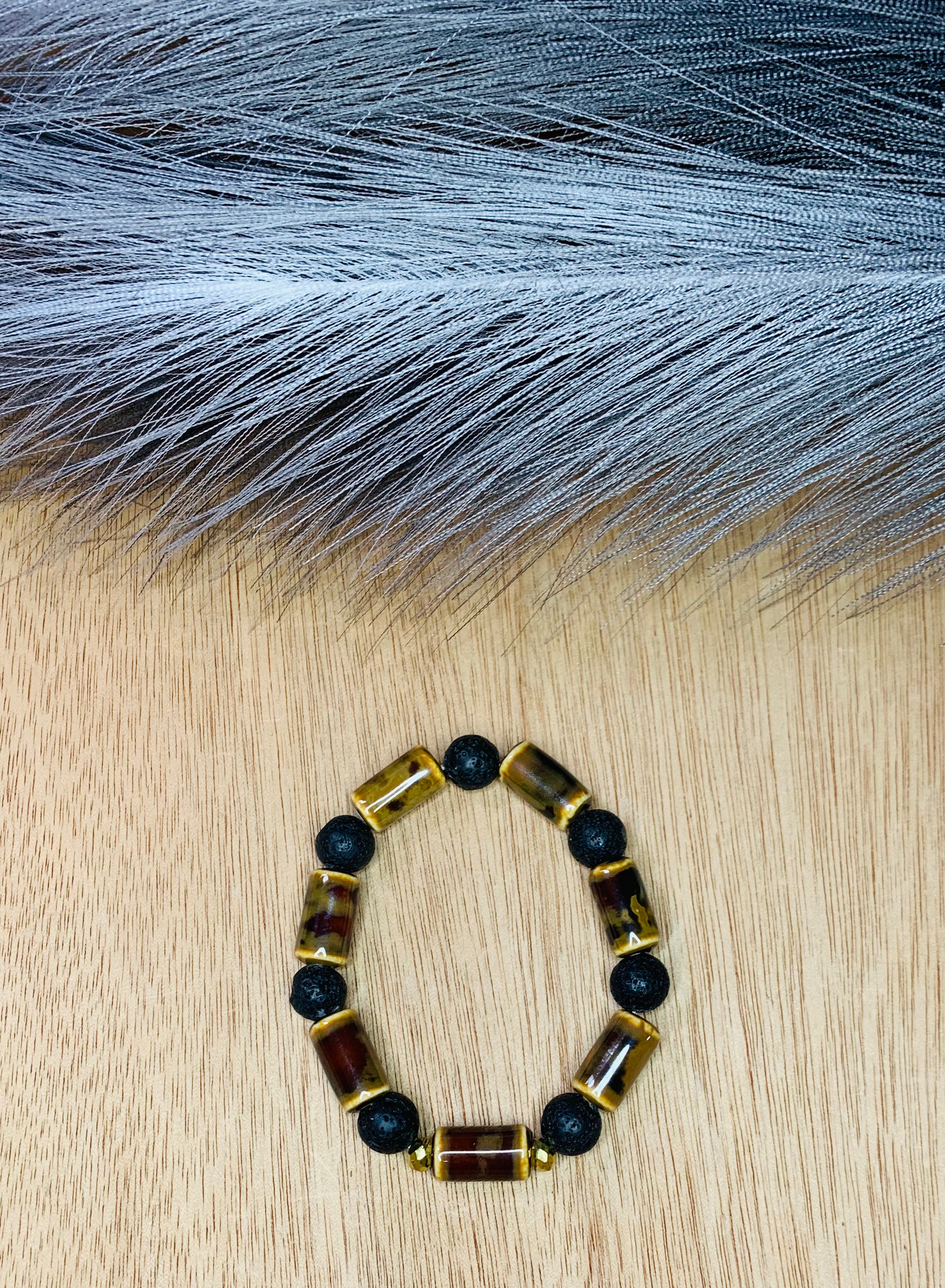 Lava Stone Tribal Bracelet